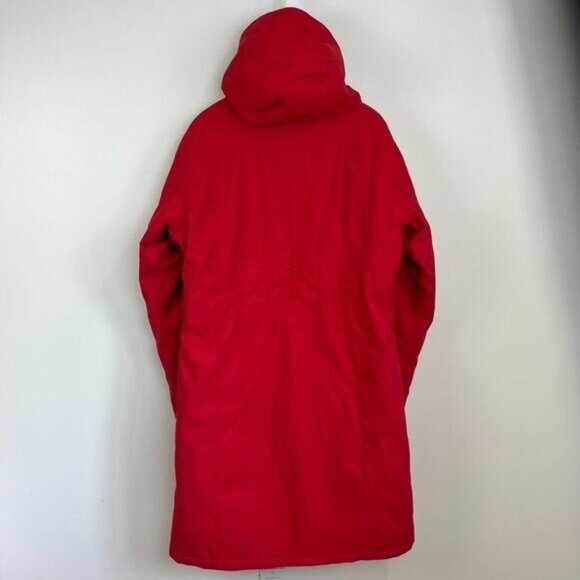 Avalanche Women's Large Red Long Hooded Nylon Ski Snow Patrol Overcoat Jacket - Picture 14 of 14
